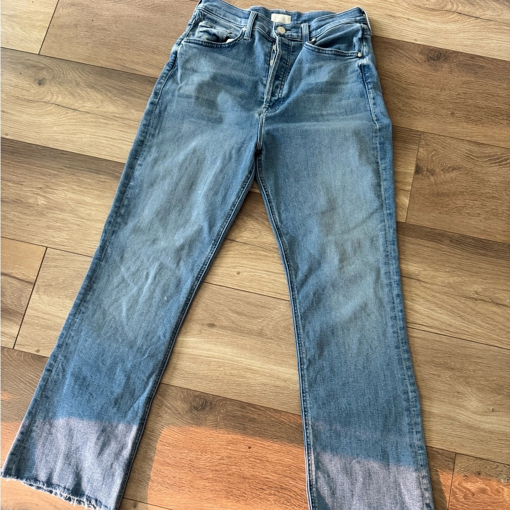 MOTHER The Tripper Ankle Fray Jeans in Blue